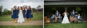 blue bridesmaids dresses with yellow shoes