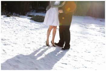 bride and groom shoes in the snow at Big Bear