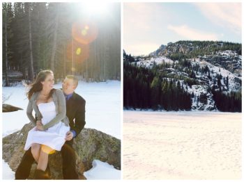 big bear landscape and bride and groom at a Love shoot