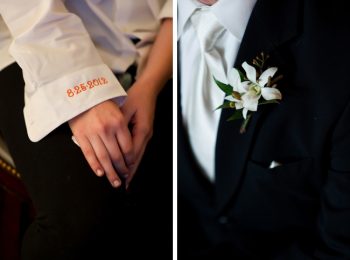 Wedding date sewn into grooms shirt cuff