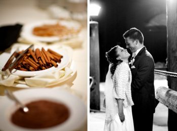Coffe bar toppings and keystone bride and groom