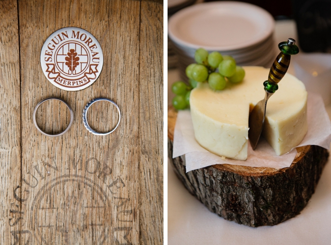wedding rings and round of cheese