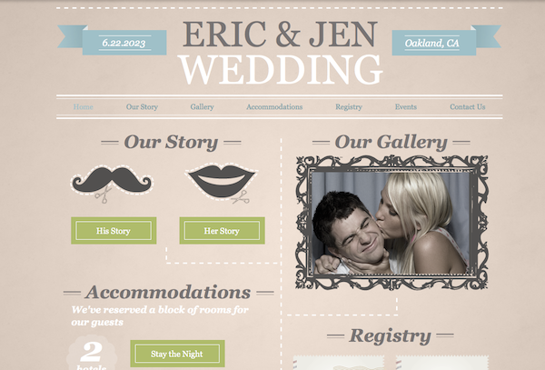 fun wedding website example from Wix