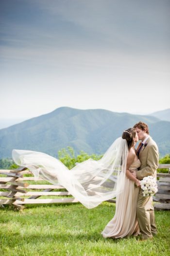 Bride and groom in the smoky mountains