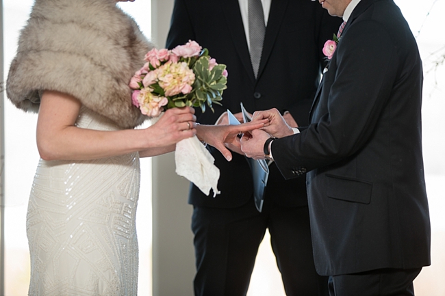 vermont winter wedding ring exchange