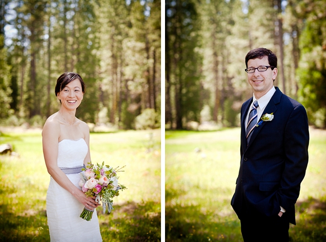 woodland bride and groom in Yosemite National Park