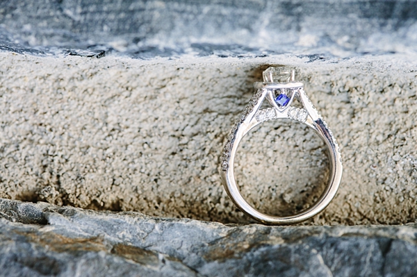 engagement ring with blue detail