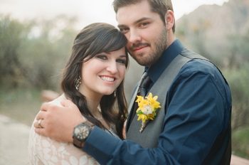 bride and groom smile photo by Gaby J Photography