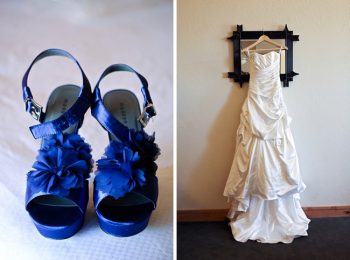 blue wedding shoes with ruffles