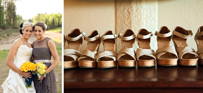 gray maid of honor dress and espadrille wedding shoes