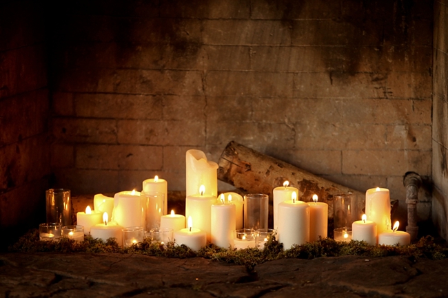 romantic candles in a fireplace | Park City Wedding via http://MountainsideBride.com