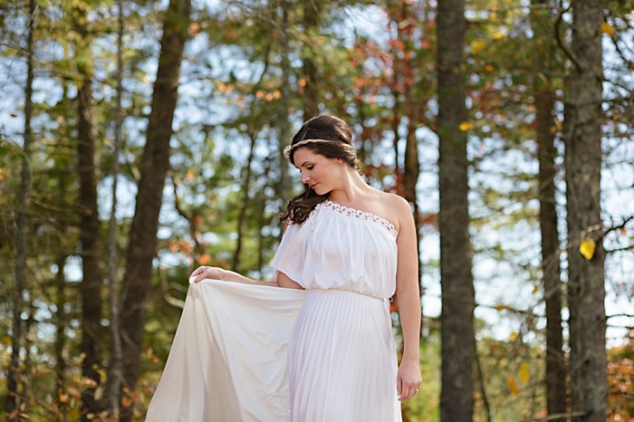 bride with greek inspired wedding gown from http://mountainsidebride.com