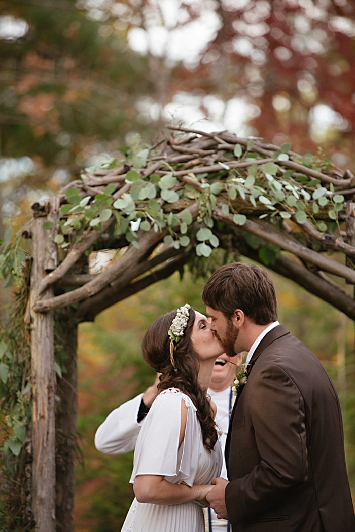 North Carolina Wedding Ceremony with branch arch from https://mountainsidebride.com