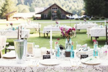 lace tablescape rustic chic wedding via https://mountainsidebride.com