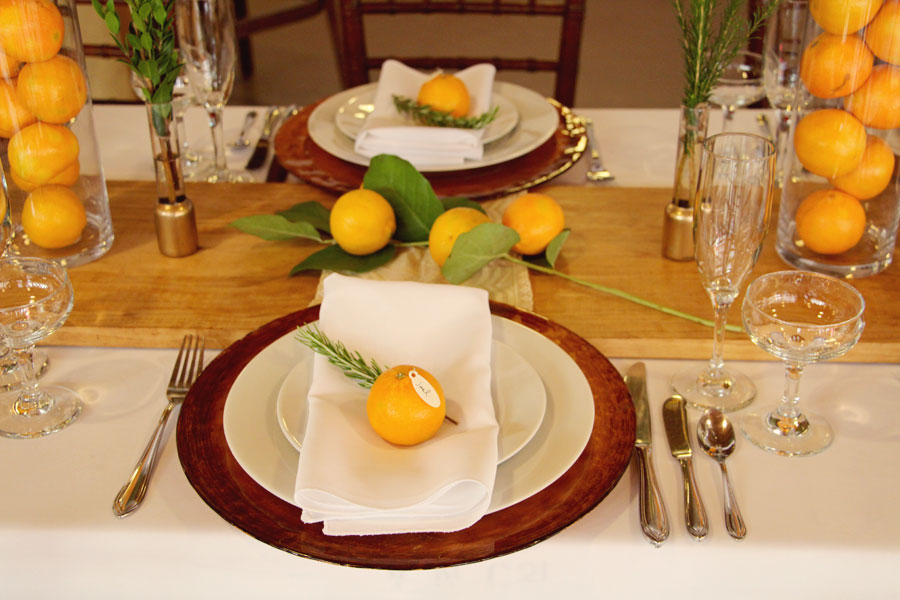 Modern Winter Styled Table with Orange and Rosemary Details