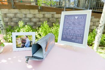 Mailbox card holder Tahoe Wedding via https://mountainsidebride.com