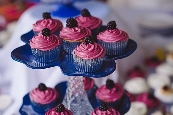 purple and berry wedding cupcakes via https://mountainsidebride.com
