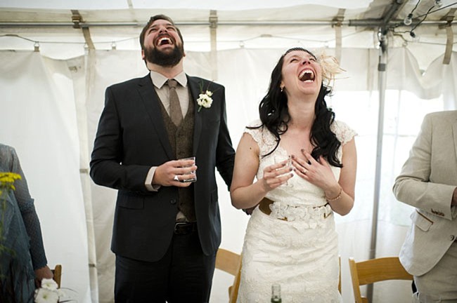 bride and groom laugh | casual winter park wedding