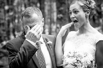 bride and father laughing