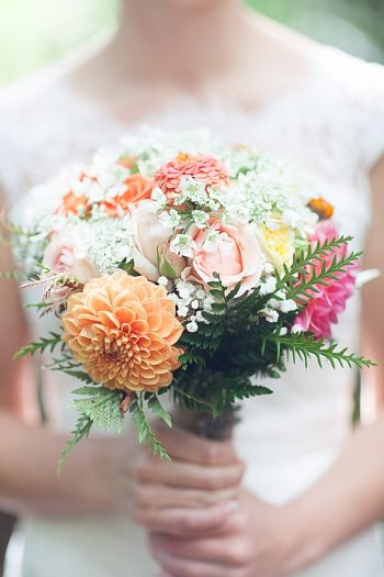 pink and peach centerpiece