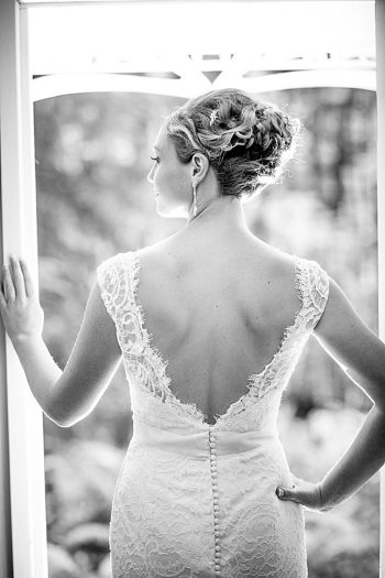 elegant bride in lace gown