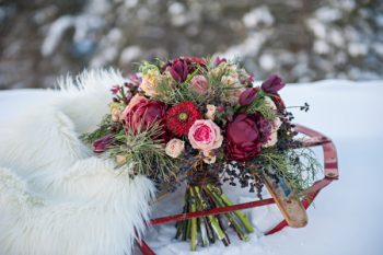 Red Floral and Pine Bouquet via EAD