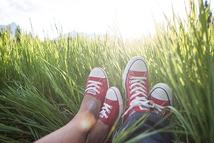 Casual red converse sneaker engagement shoot | Photo by One Edition Photography