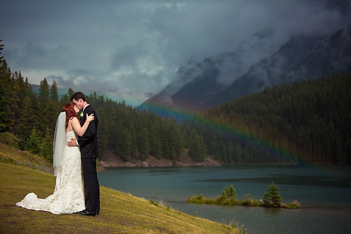 lovely mountain wedding portrait| Banff Wedding by Just for You Photography