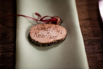 burned wooden placestettings western North Carolina handmade wedding by Shutter Love Photography