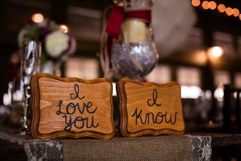 I Love You burned wooden plaques western North Carolina handmade wedding by Shutter Love Photography
