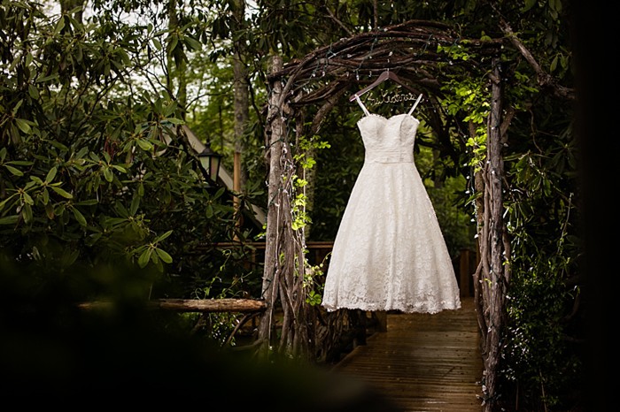 Justin Alexander short wedding dress western North Carolina handmade wedding by Shutter Love Photography