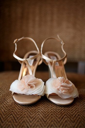 Blush ruffled wedding shoes | Deer Valley Utah Wedding Pepper Nix Photography