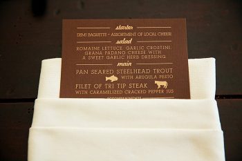 Brown and Gold menu card | Deer Valley Utah Wedding | Pepper Nix Photography