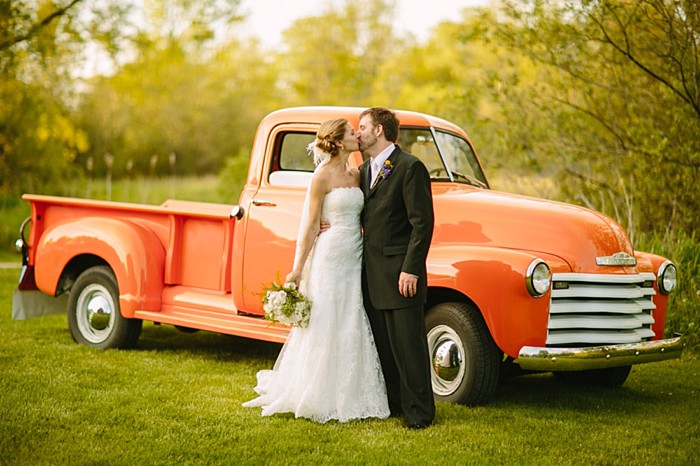 Orange vintage truck | Gedney Farms Wedding in the Berkshires| Shane Godfrey Photography 