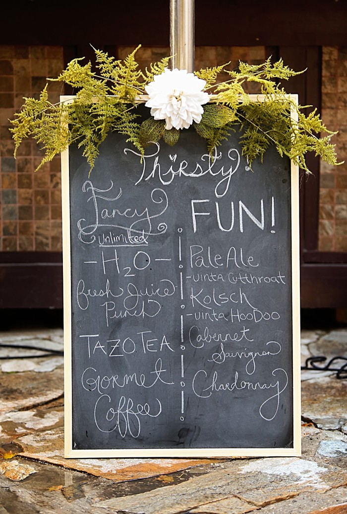 chalkboard drink menu | Snowbird Utah Wedding Logan Walker Photography