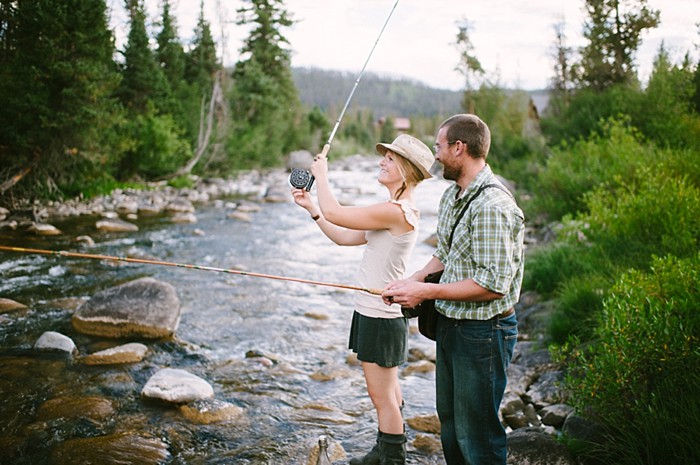 Tender Fly Fishing Engagement Session in Steamboat Springs