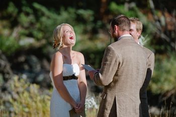 ceremony laugh | steamboat springs wedding | Andy Barnhart