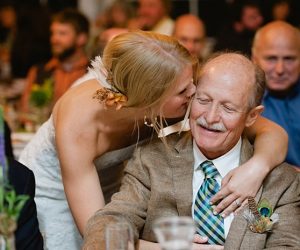 bride kisses father | steamboat springs wedding | Andy Barnhart