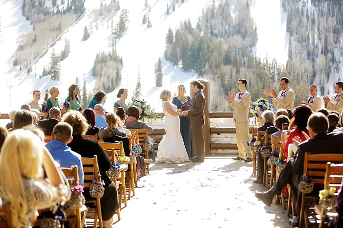 Peacock Themed Winter Wedding in Deer Valley Utah | Stein Eriksen Lodge