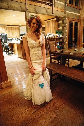 blue heart sewn into wedding dressmailbox card box  | Photography by Fox Owl Studio