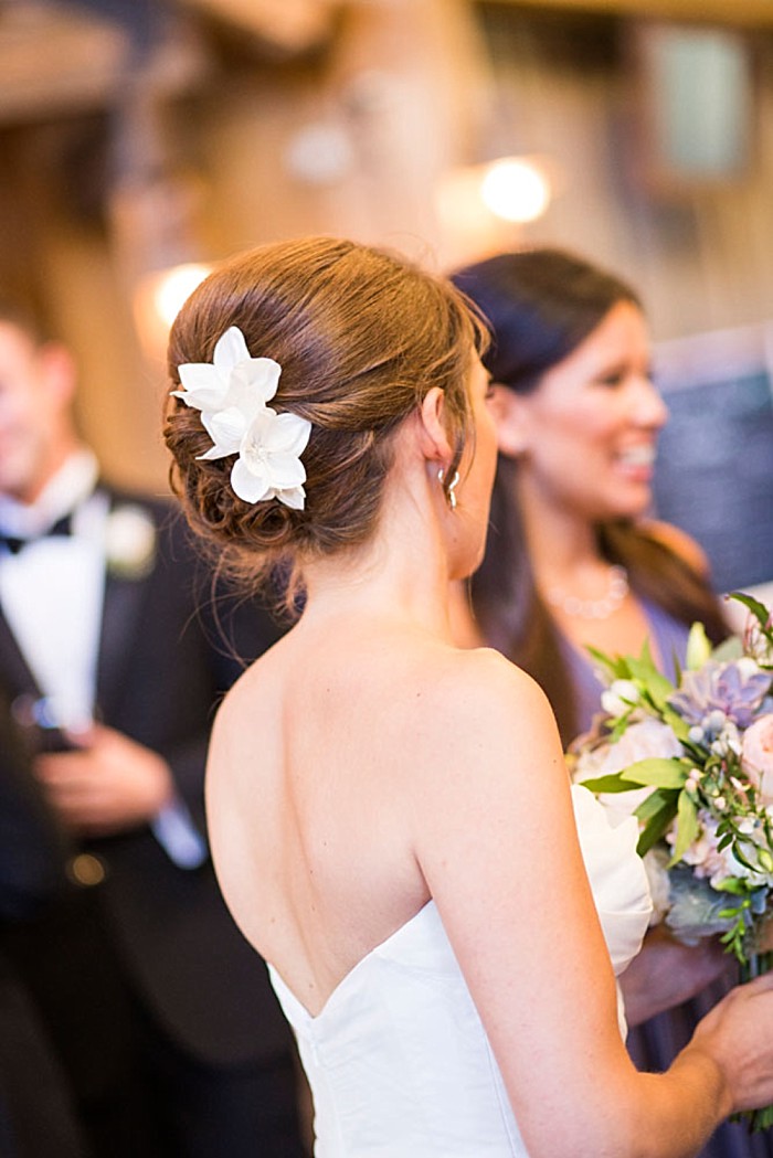 bridal hair with fresh flowers | Breckenridge wedding at 10 Mile station |INphotography