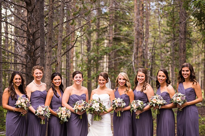 bridesmaids in purple dresses | Breckenridge wedding at 10 Mile station |INphotography