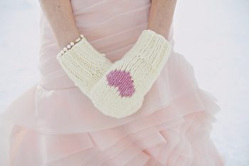 pink heart mittens | Lake Louise winter wedding | Orange Girl photography