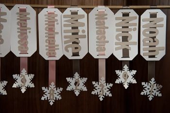 snowflake escort cards | Lake Louise winter wedding | Orange Girl photography