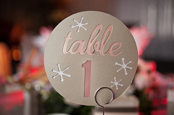 snowflake table number | Lake Louise winter wedding | Orange Girl photography