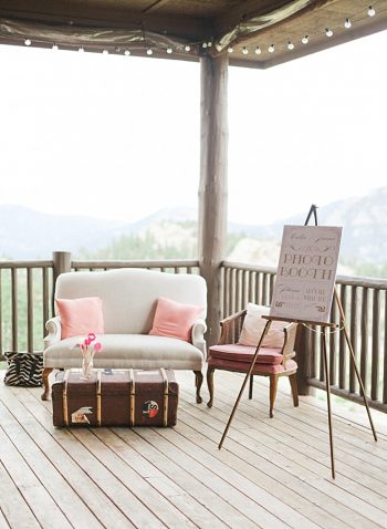 wedding lounge ideas | Estes Park Blush Pink Wedding | Photography by Connie Whitlock