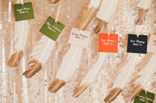 feather escort cards