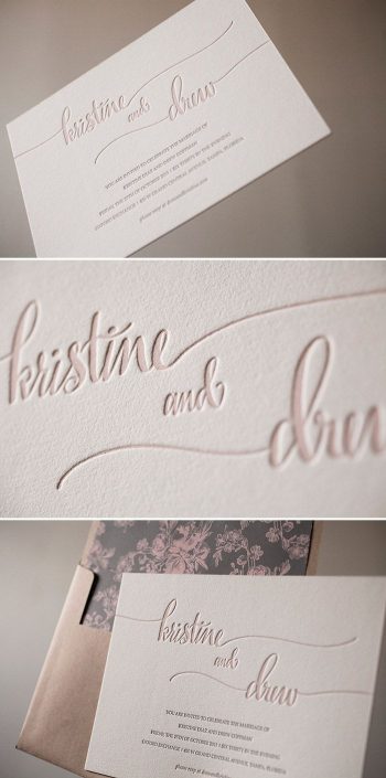 gorgeous letterpress wedding invitation
