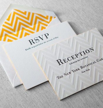 modern letterpress wedding invitation