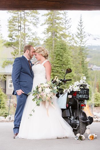 Wedding scooter | Watercolor Wedding Inspiration | Nordic Center Breckenridge Colorado | Sarah Roshan Wedding Photographer